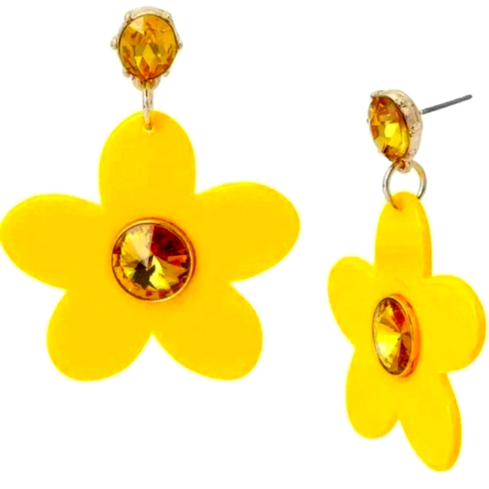 Betsey Johnson Yellow Daisy Drop Earrings